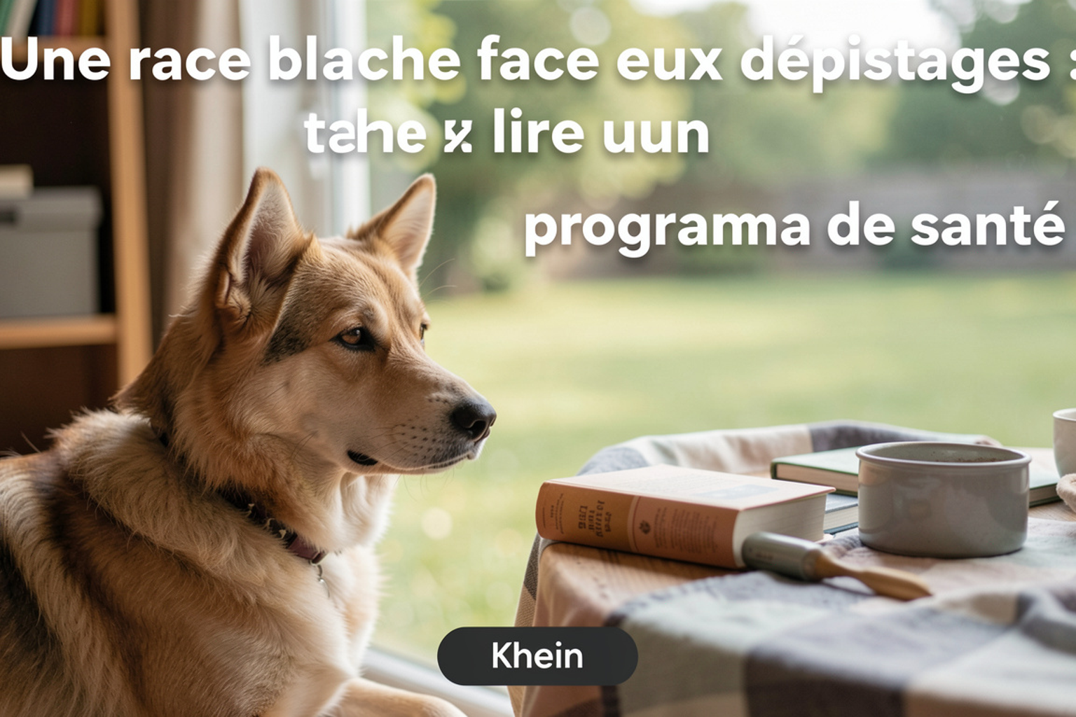 Chien blanc de type bull terrier examiné dans une salle vétérinaire claire, appareil de mesure auditive à côté, lumière froide de cabinet